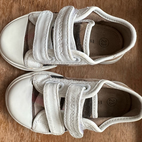 Authentic Check Cotton Burberry Baby shoes sneakers Unisex Size 23 - Picture 6 of 7